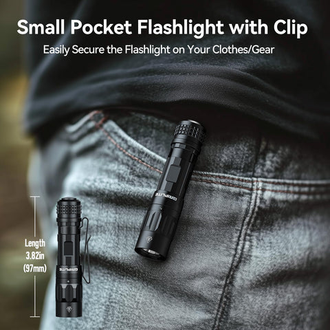 GripLite 1100-lumen beam illustrating long-range visibility up to 177 meters.