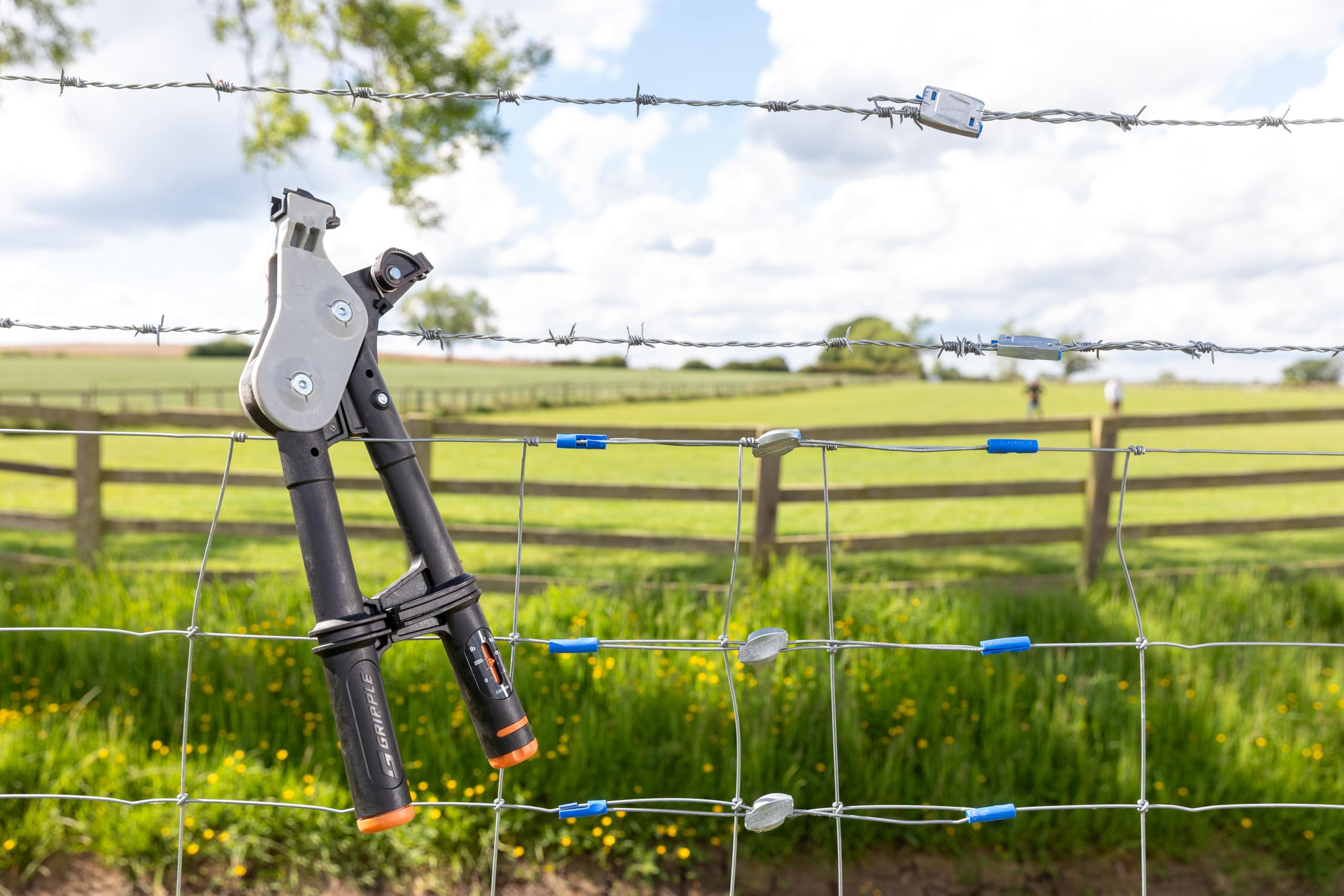 Handheld tool designed to pair with Gripple tensioners for efficiency.
