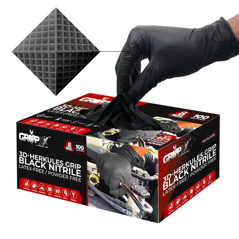 GRIPXX Herkules Grip 8mil gloves in box front for heavy-duty tasks