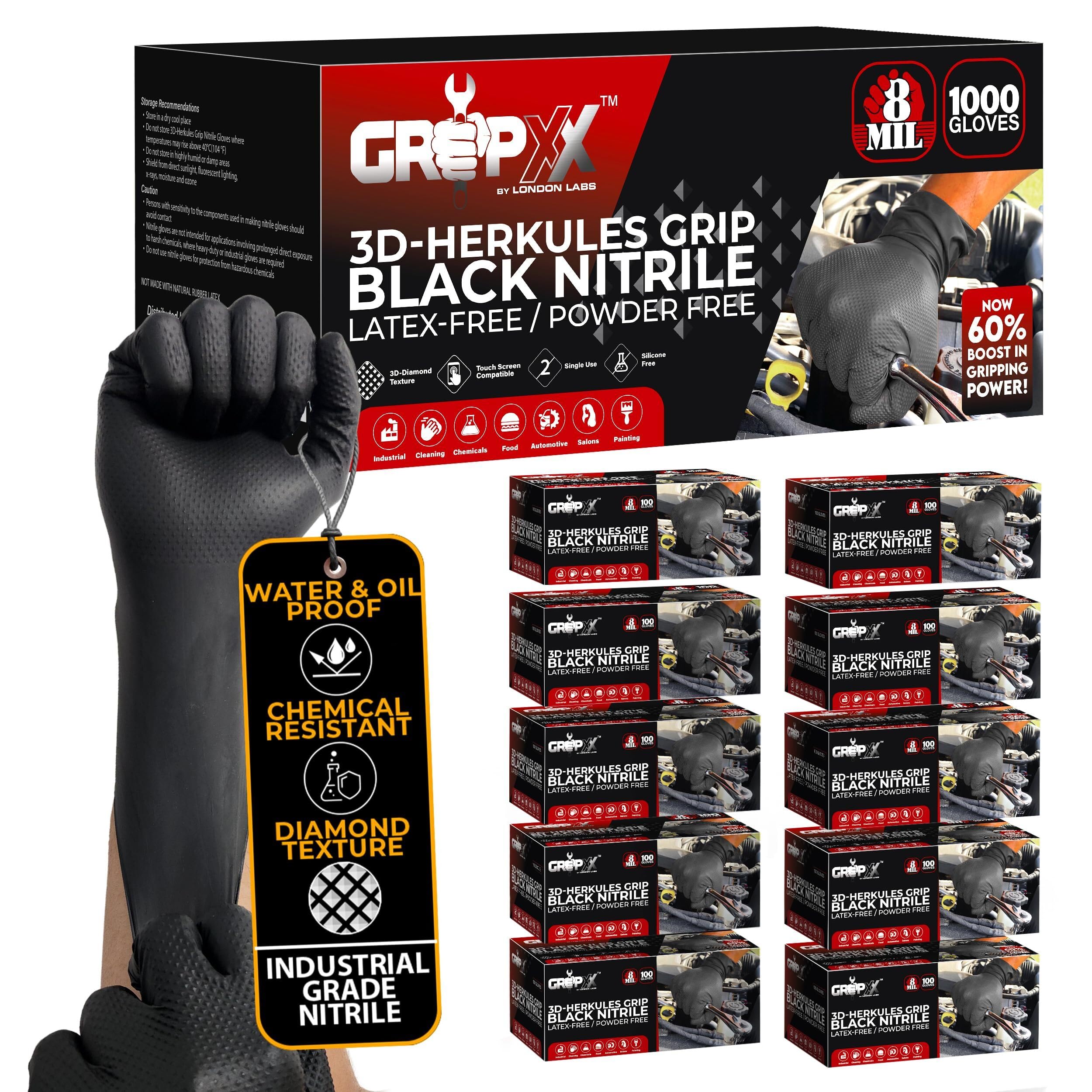 GRIPXX Herkules Grip front view, heavy-duty nitrile gloves for tough jobs.