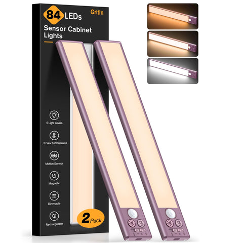Gritin 10.2-inch under-cabinet light 2-pack for bright pantry illumination