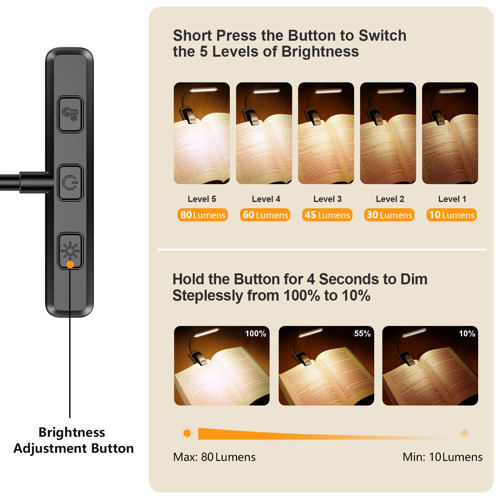 Gritin amber mode provides warm ambience for evening reading