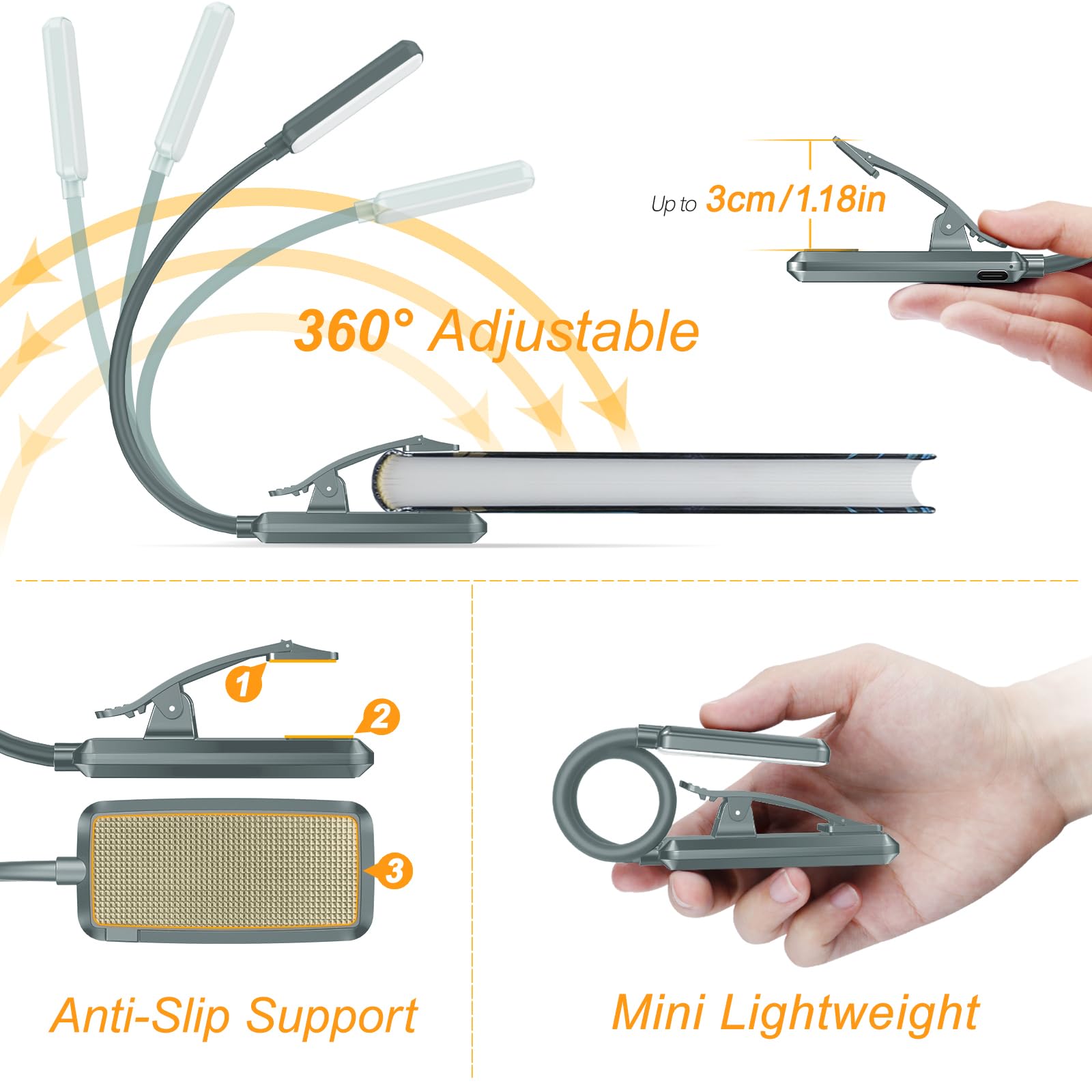 Gritin 360-degree neck enables flexible angles for comfortable hands-free use