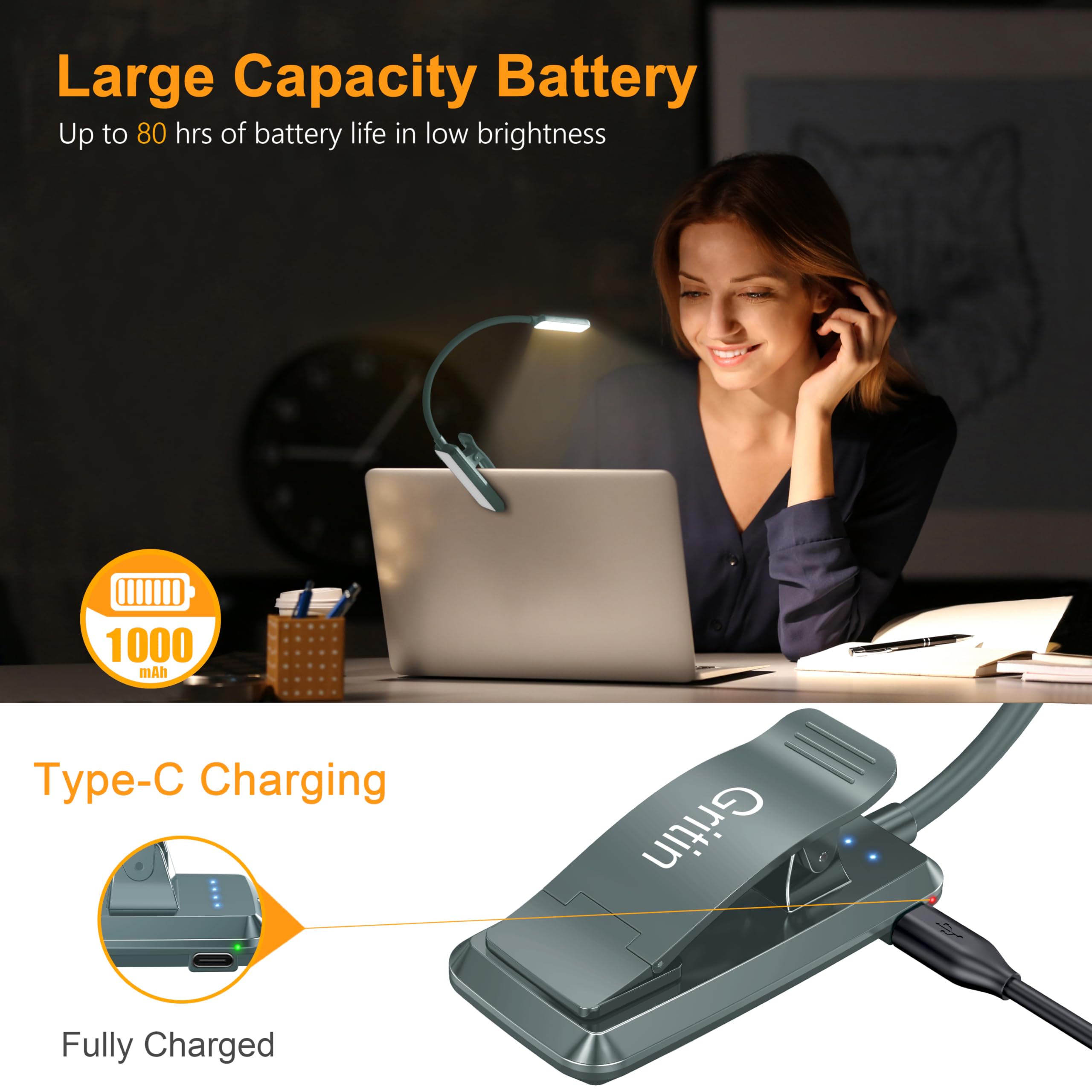 Gritin battery indicator highlights remaining power during long reading sessions
