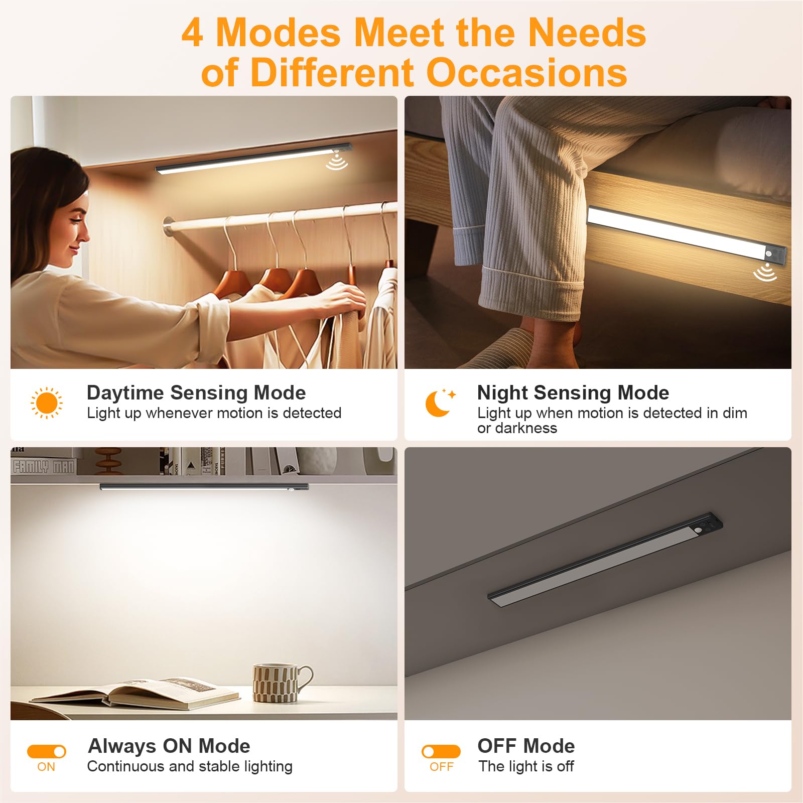 Gritin four lighting modes adapt to different times and tasks.