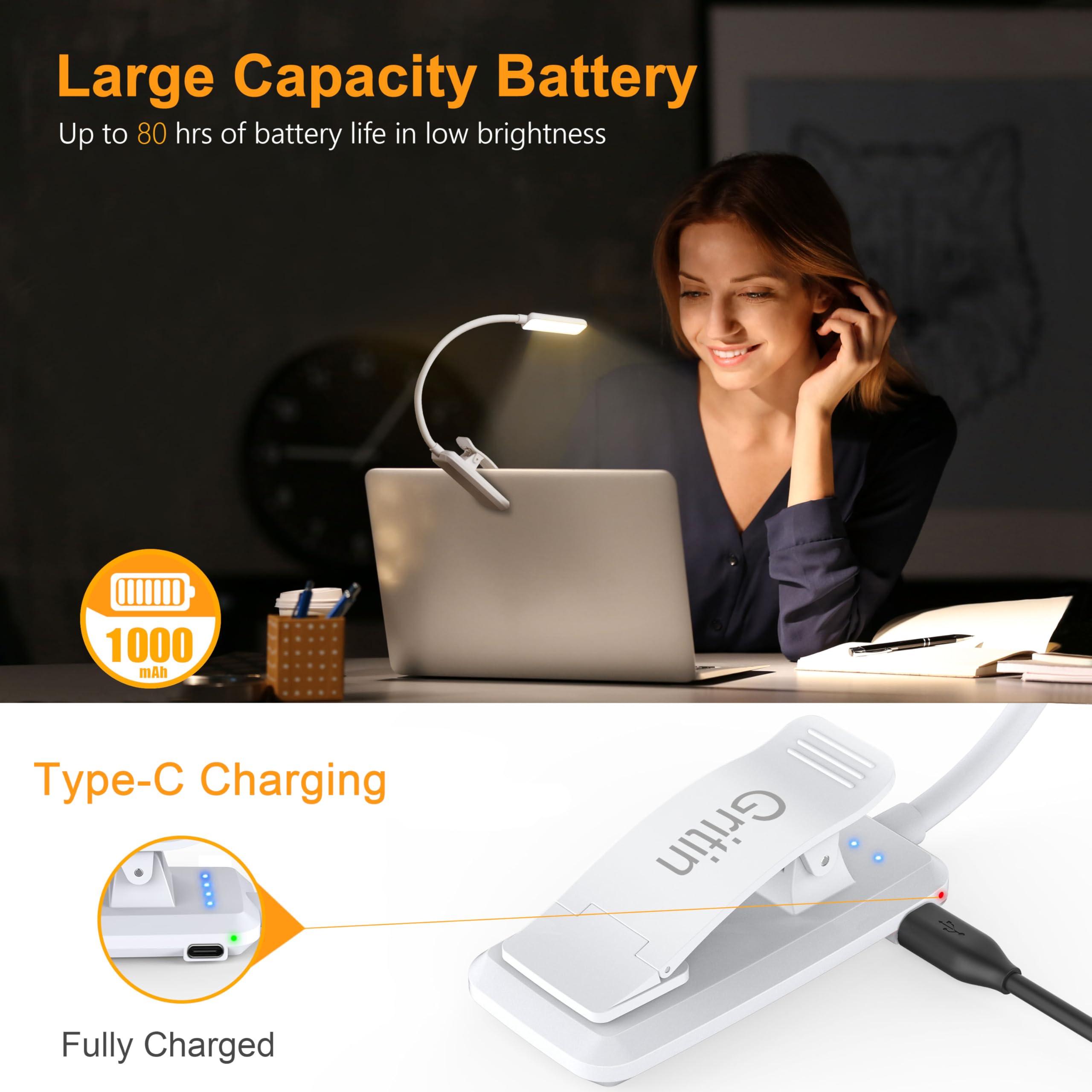 Gritin stepless dimming enables subtle brightness control.