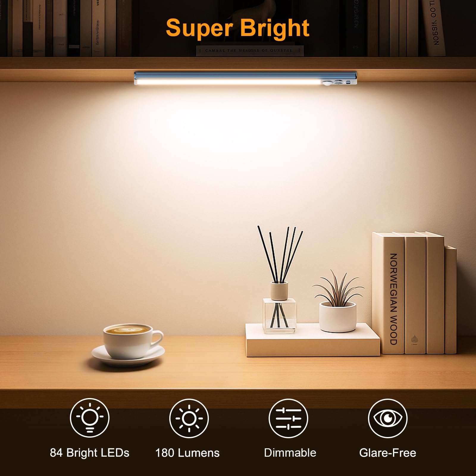 Gritin under-cabinet light with five brightness levels for precise control