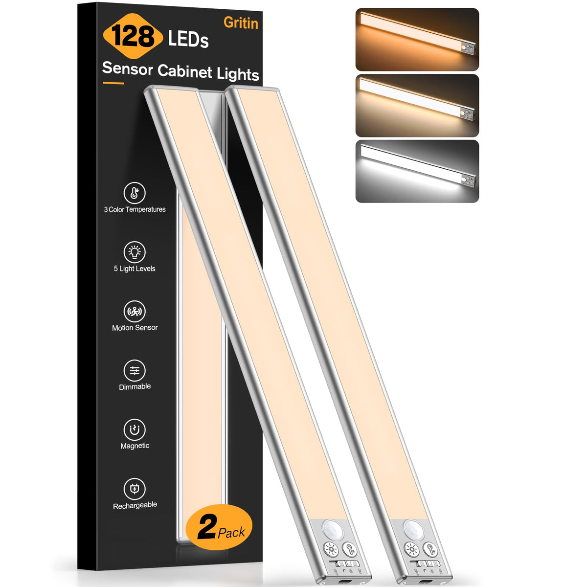 Gritin under cabinet light with magnetic mount for flexible kitchen illumination.