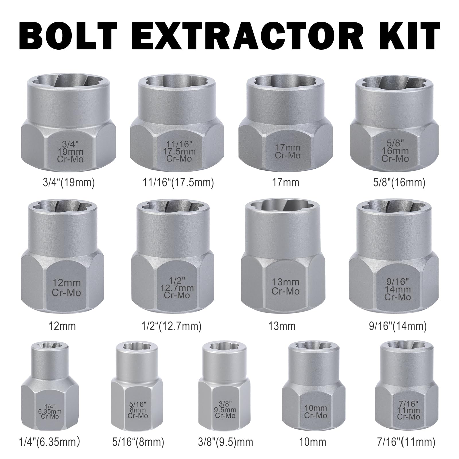 GRLCOOD left-hand spiral design improves grip on damaged bolts.