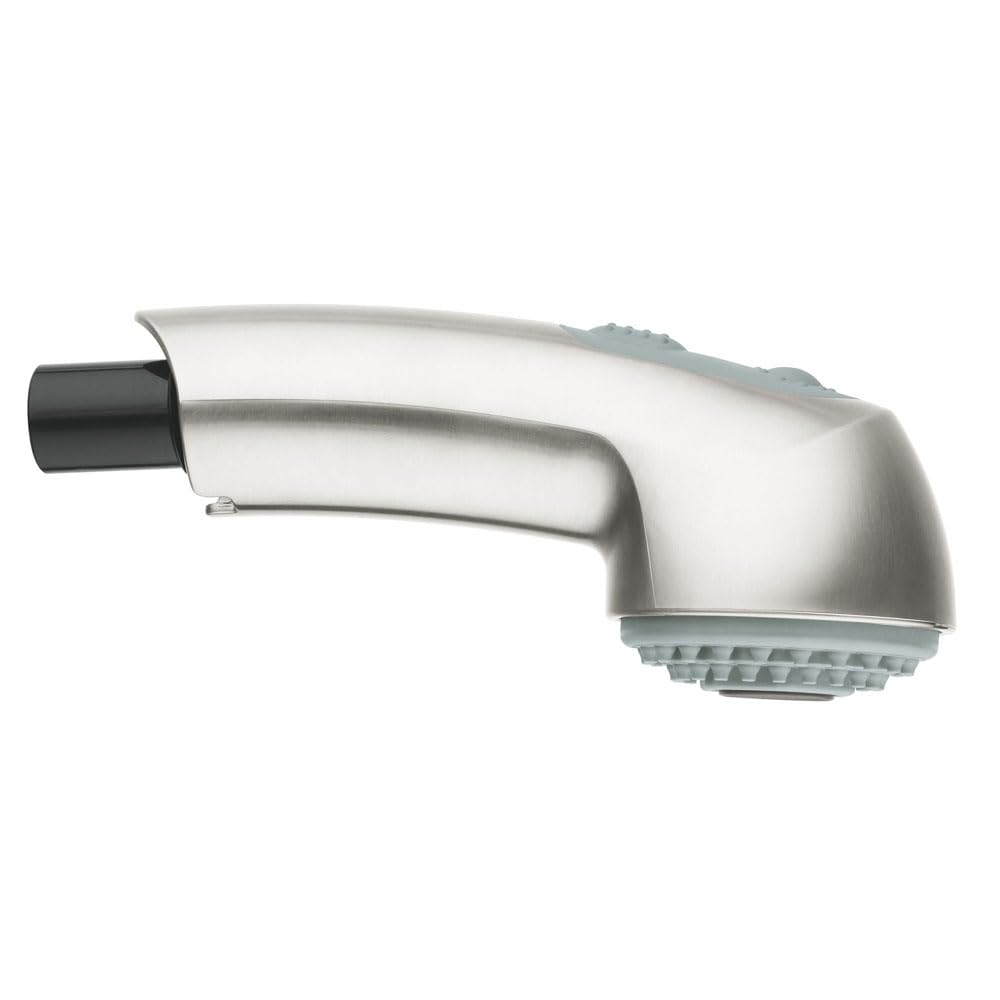 GROHE 46312SD0 pull-out spray head in RealSteel finish for flexible kitchen rinsing.