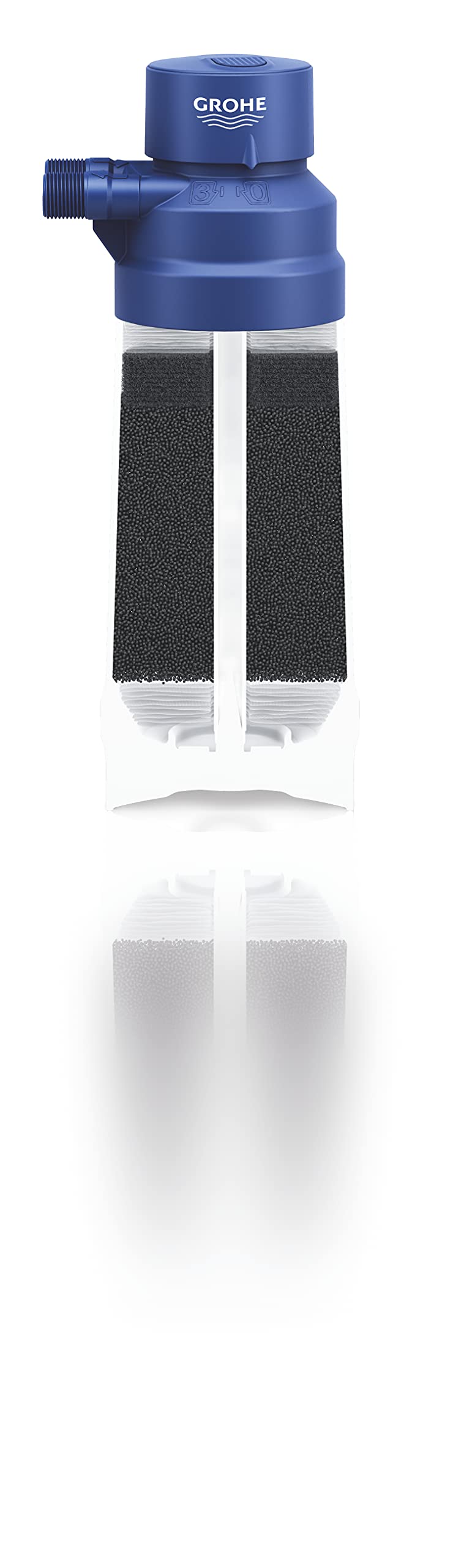 GROHE Blue active carbon filter dimensions indicate compact fit