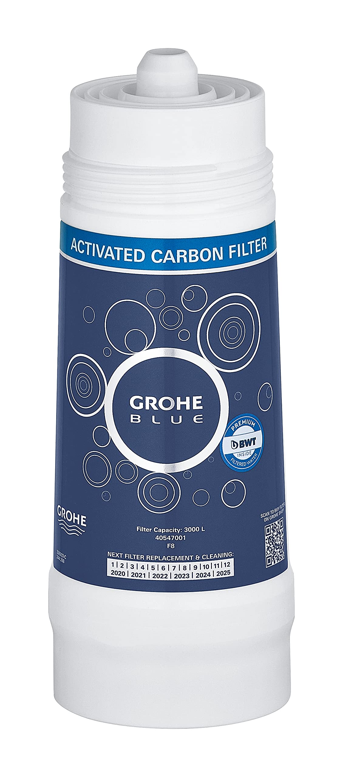 GROHE Blue active carbon filter front view for improved-taste water
