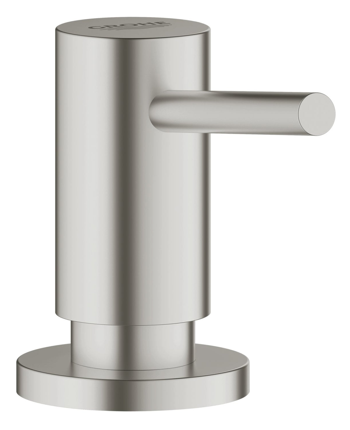 GROHE Cosmopolitan soap dispenser front view in InfinityFinish, built to resist scratches.