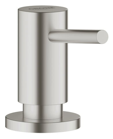 GROHE Cosmopolitan soap dispenser front view in InfinityFinish, built to resist scratches.