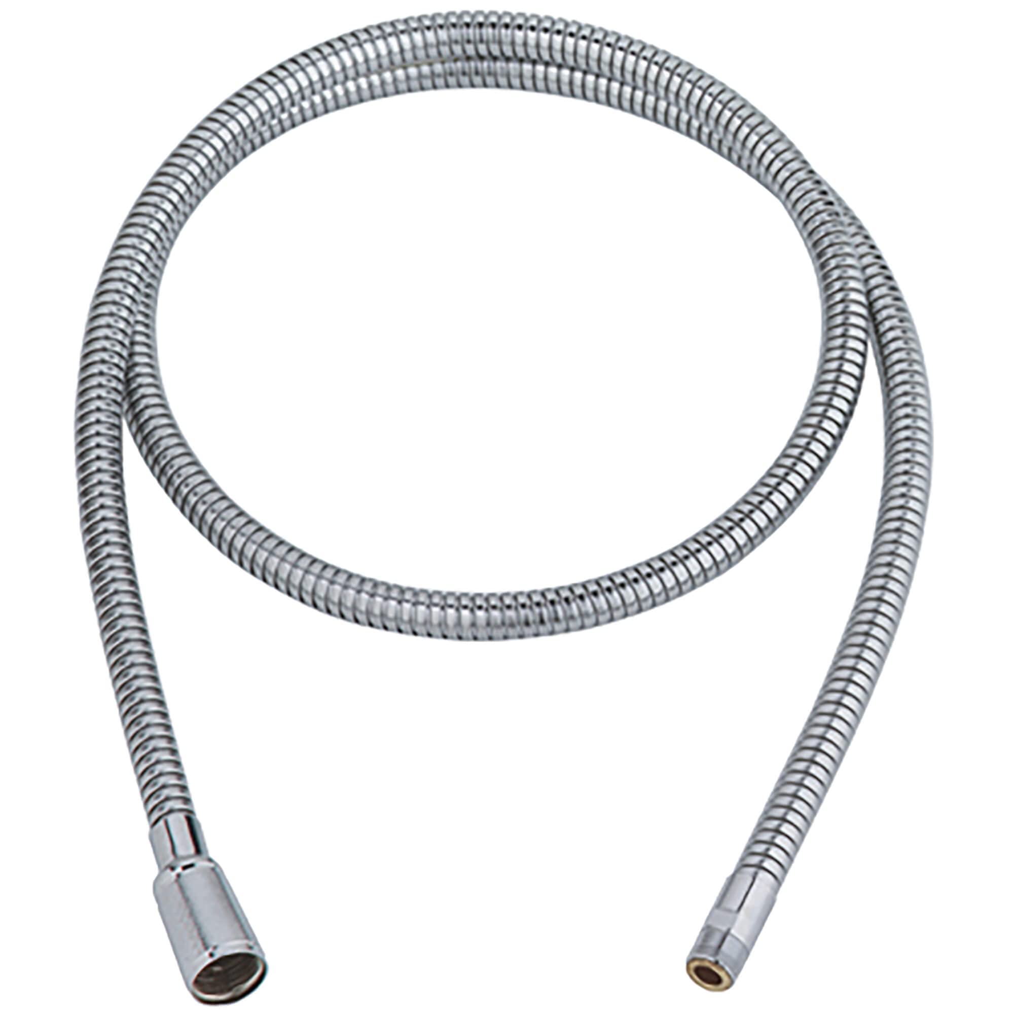 Grohe LadyLux hose close-up in chrome finish for durable, easy-clean performance.