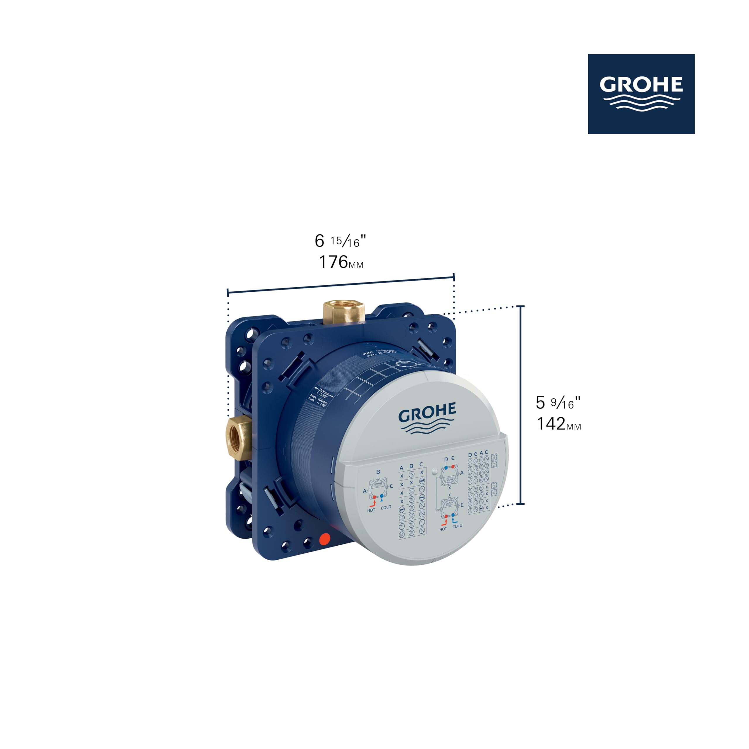 GROHE Rapido Smartbox connection outlets enable flexible plumbing options.