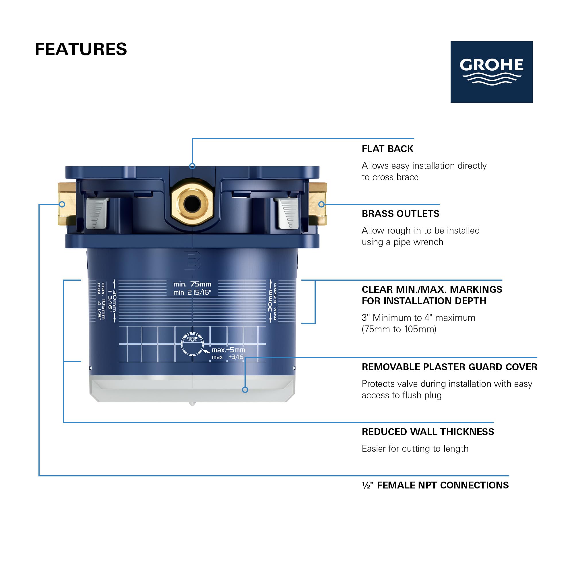 GROHE Rapido Smartbox Starlight Chrome finish for lasting shine.