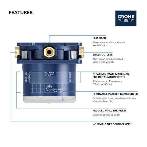GROHE Rapido Smartbox Starlight Chrome finish for lasting shine.