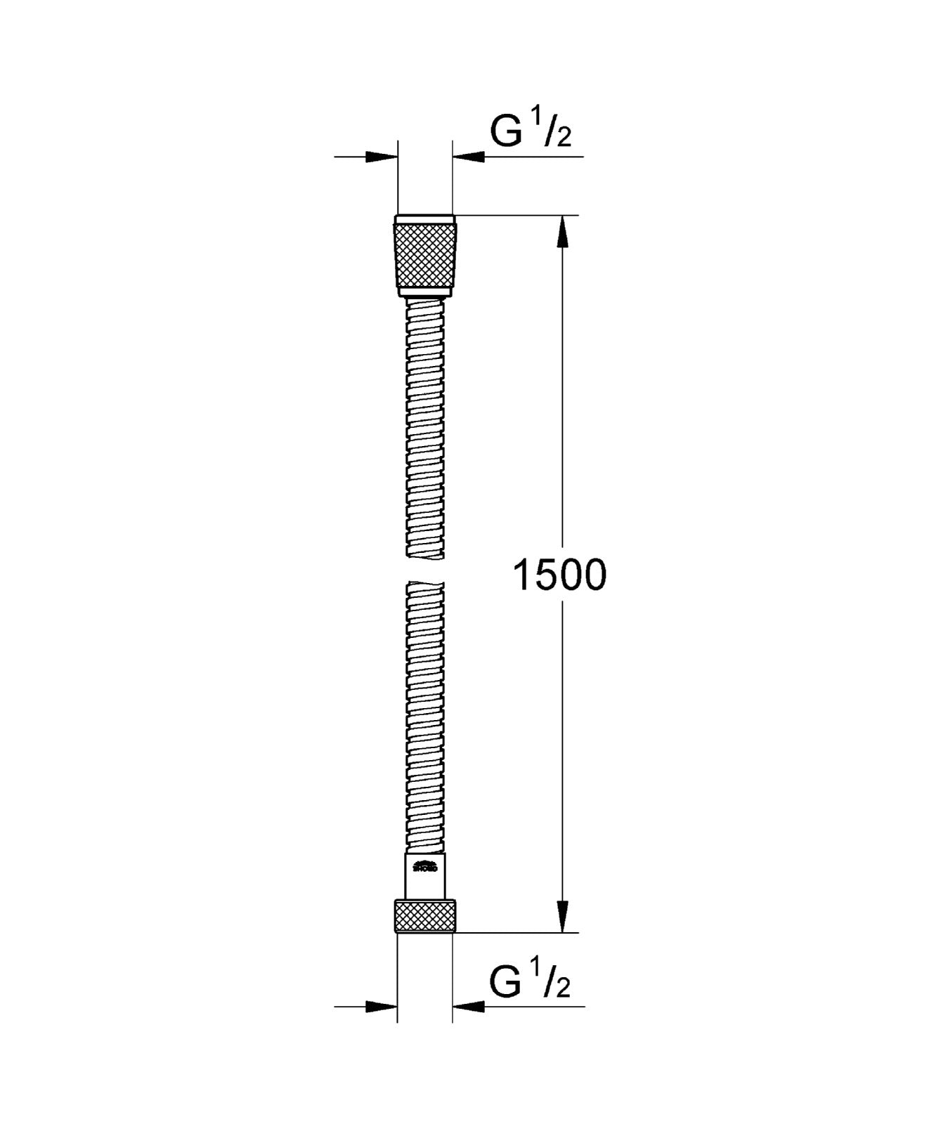 Metal construction of GROHE RelexaFlex hose for durability.