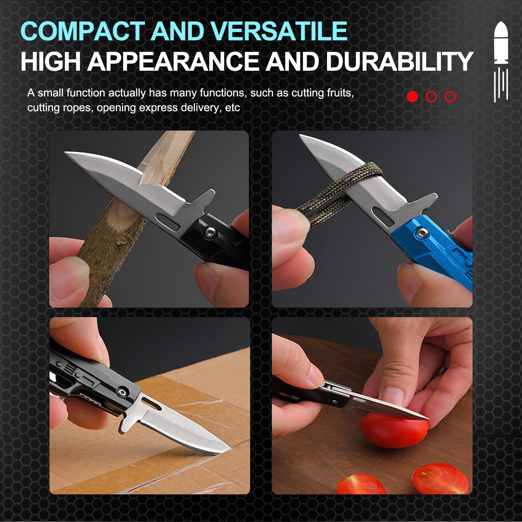 Grombolar Gun-Mini Black pocket knife ideal for quick everyday tasks.