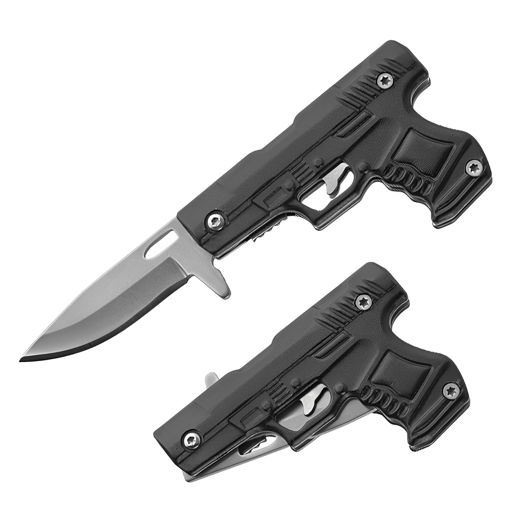 Grombolar Gun-Mini Black pocket knife front view for easy daily carry.