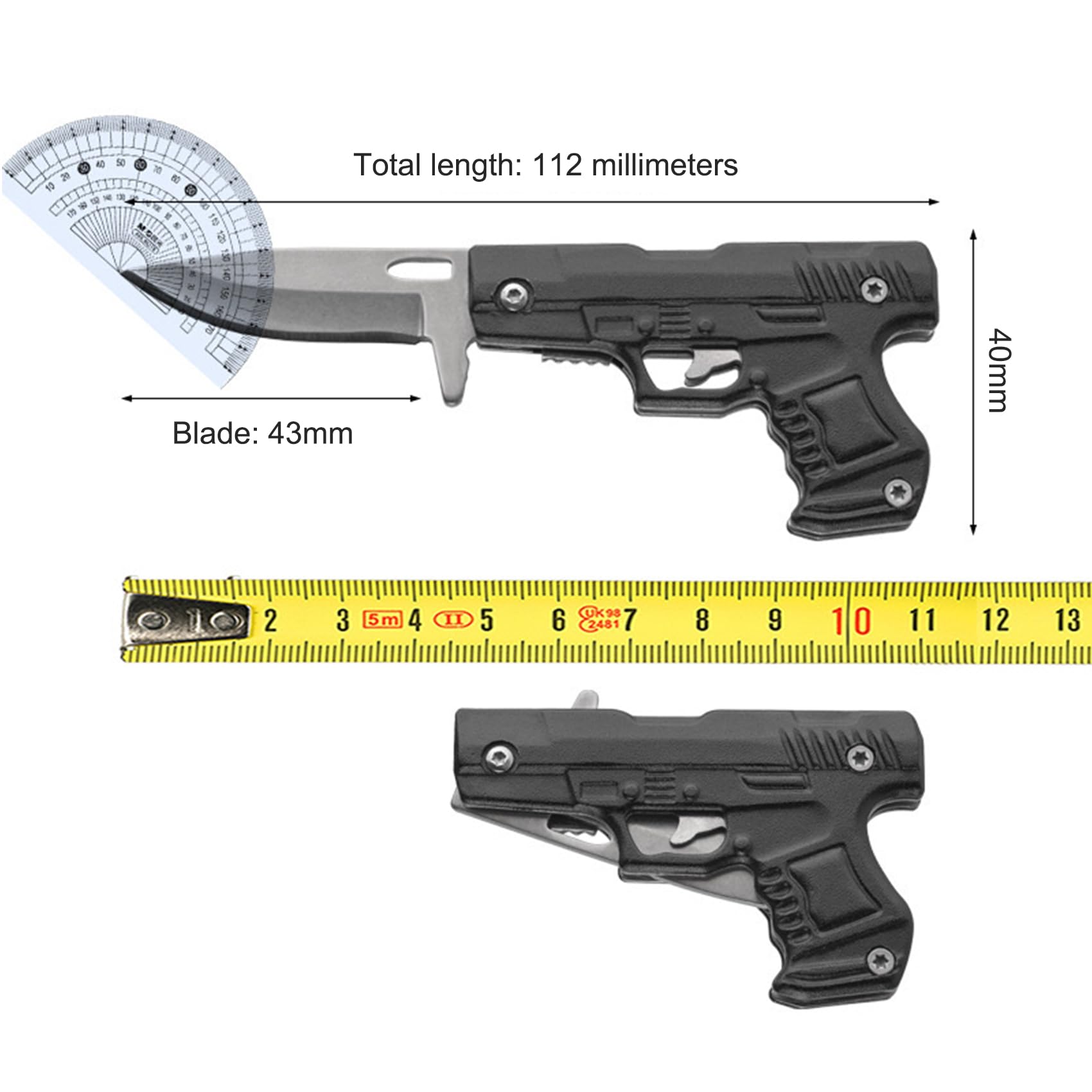 Grombolar Gun-Mini Black pocket knife gift-ready packaging appeal.