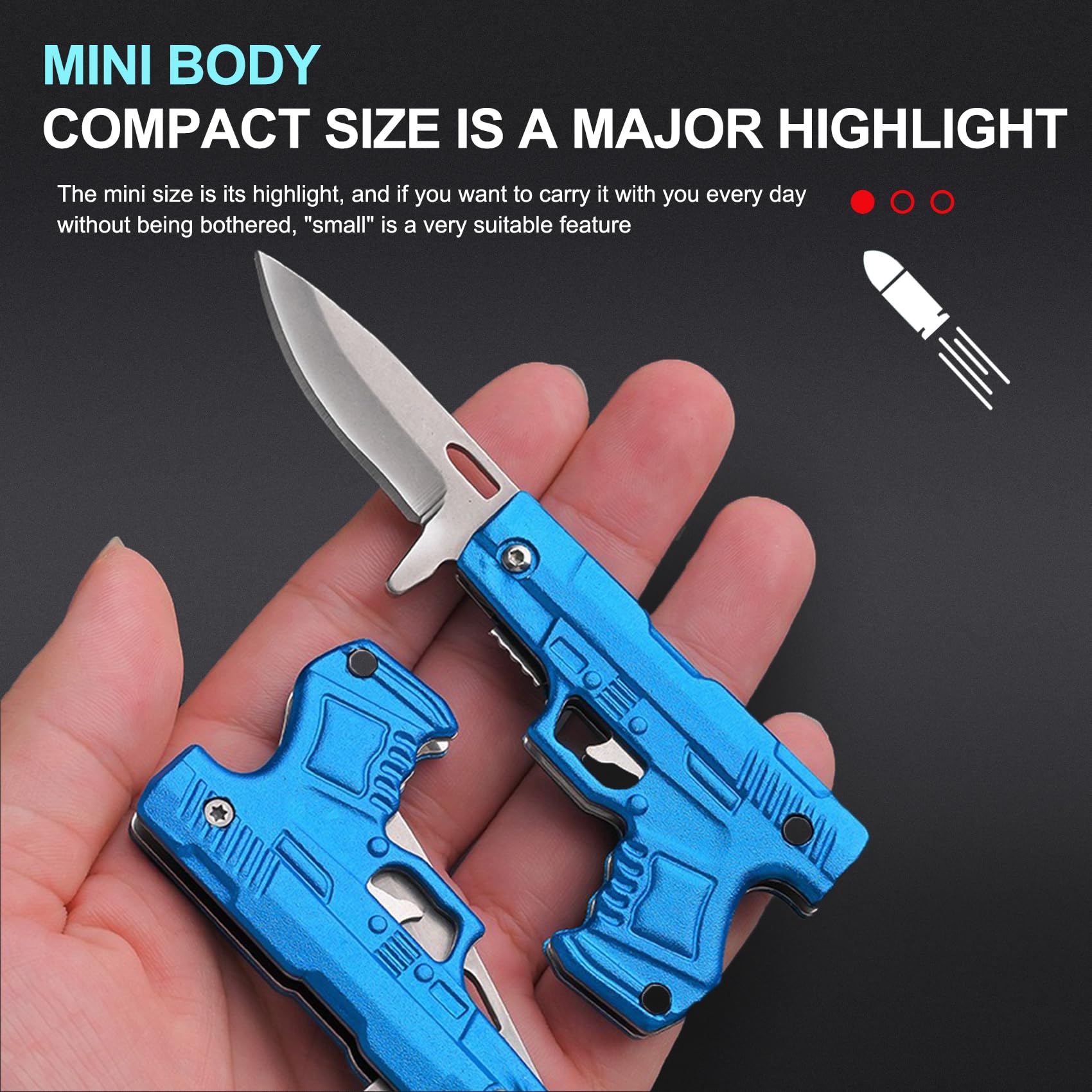Grombolar Gun-Mini Black pocket knife lightweight and travel-friendly.