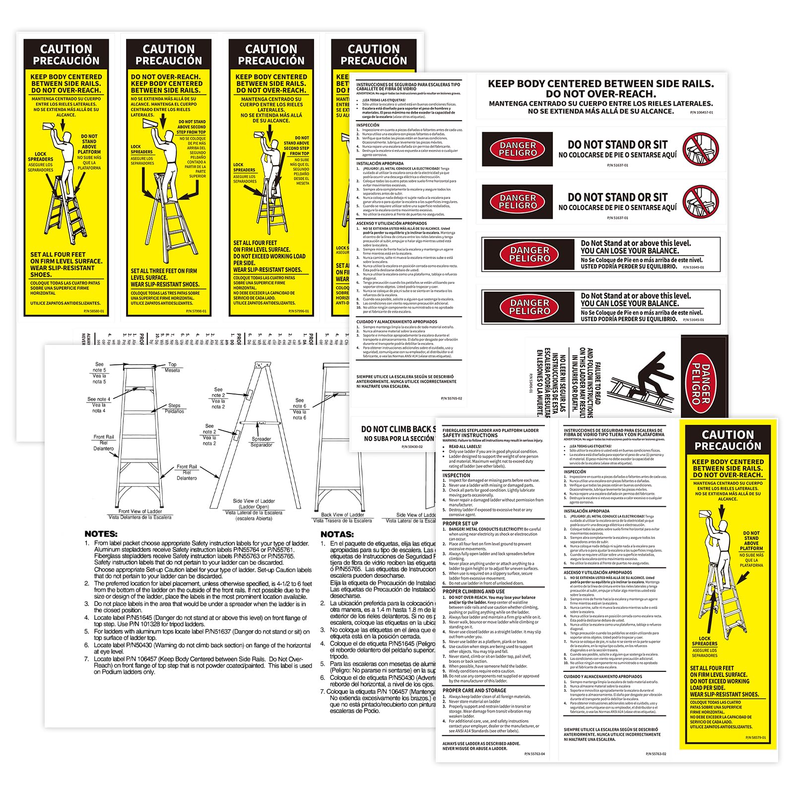 GRONGU LFS100 FG stepladder label kit cover with Werner-compatible labels.