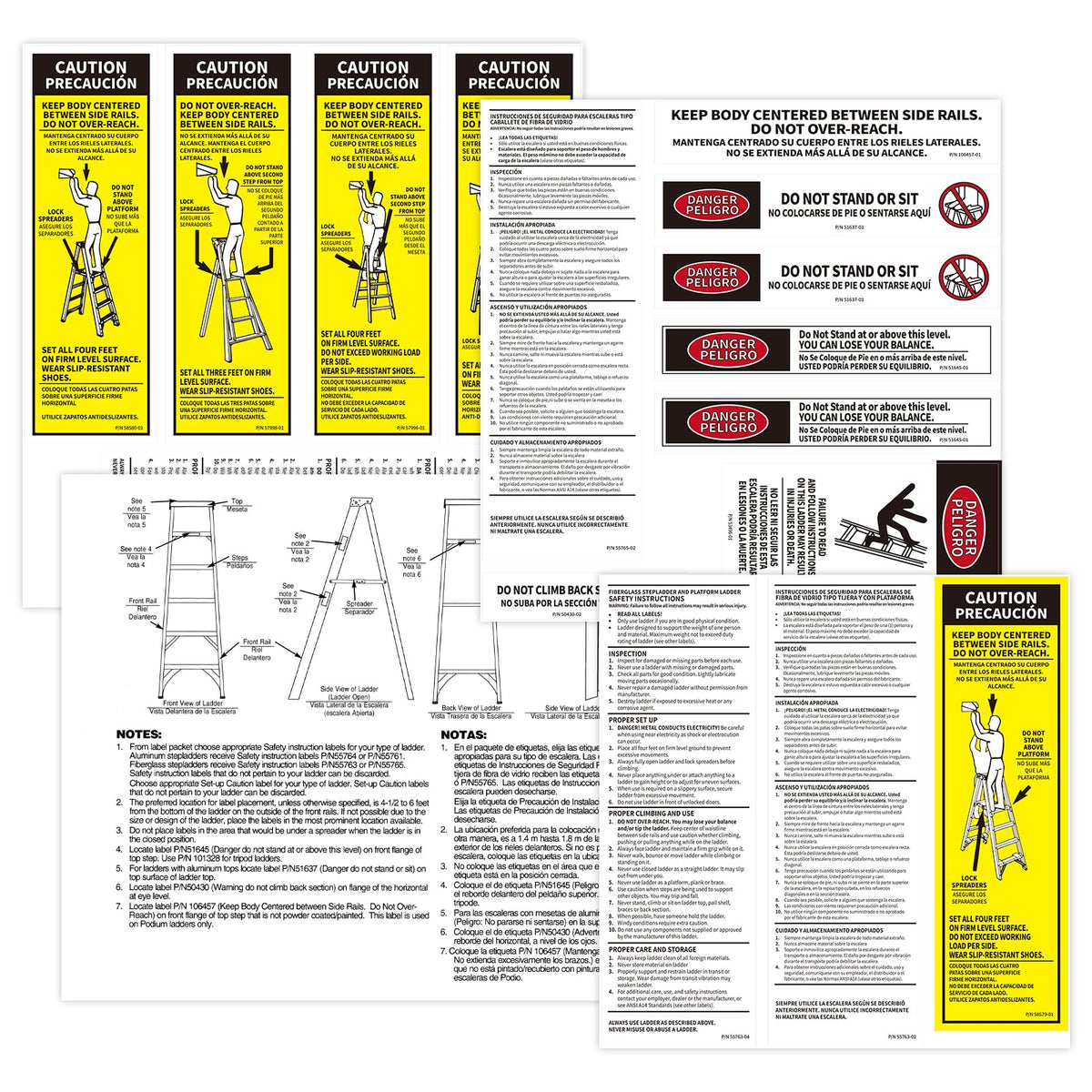 GRONGU LFS100 FG stepladder label kit cover with Werner-compatible labels.
