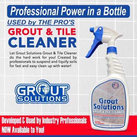 Grout Solutions dirt and grease removal closeup highlights strong cleaning action.