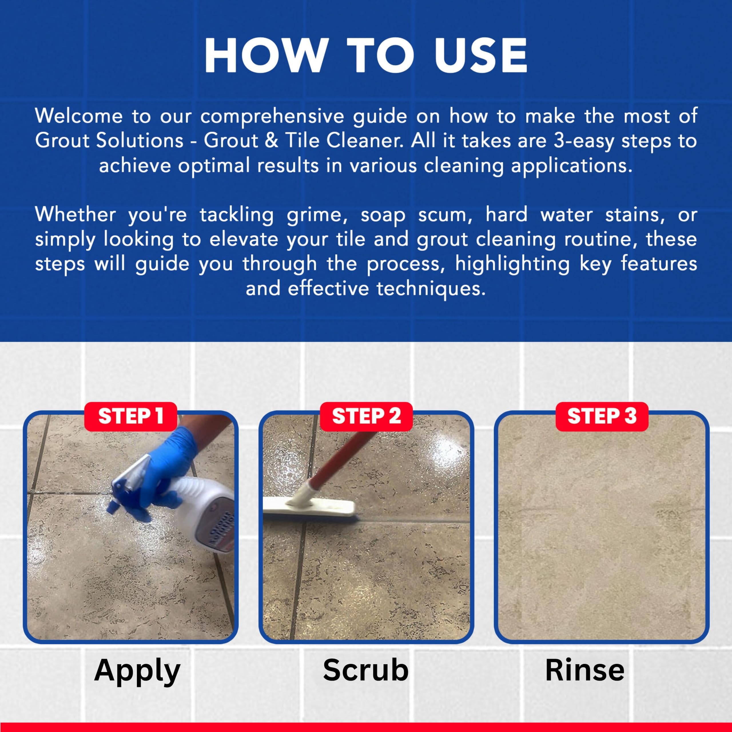Grout Solutions professional-use scenario showing fast, effective grout maintenance.