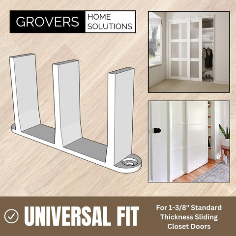 Grovers Home Solutions universal-fit bracket suits 1-3/8 inch doors for versatility.