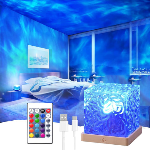 Growalleter Ocean Wave Projector Light creates an aurora like color halo for soothing nights