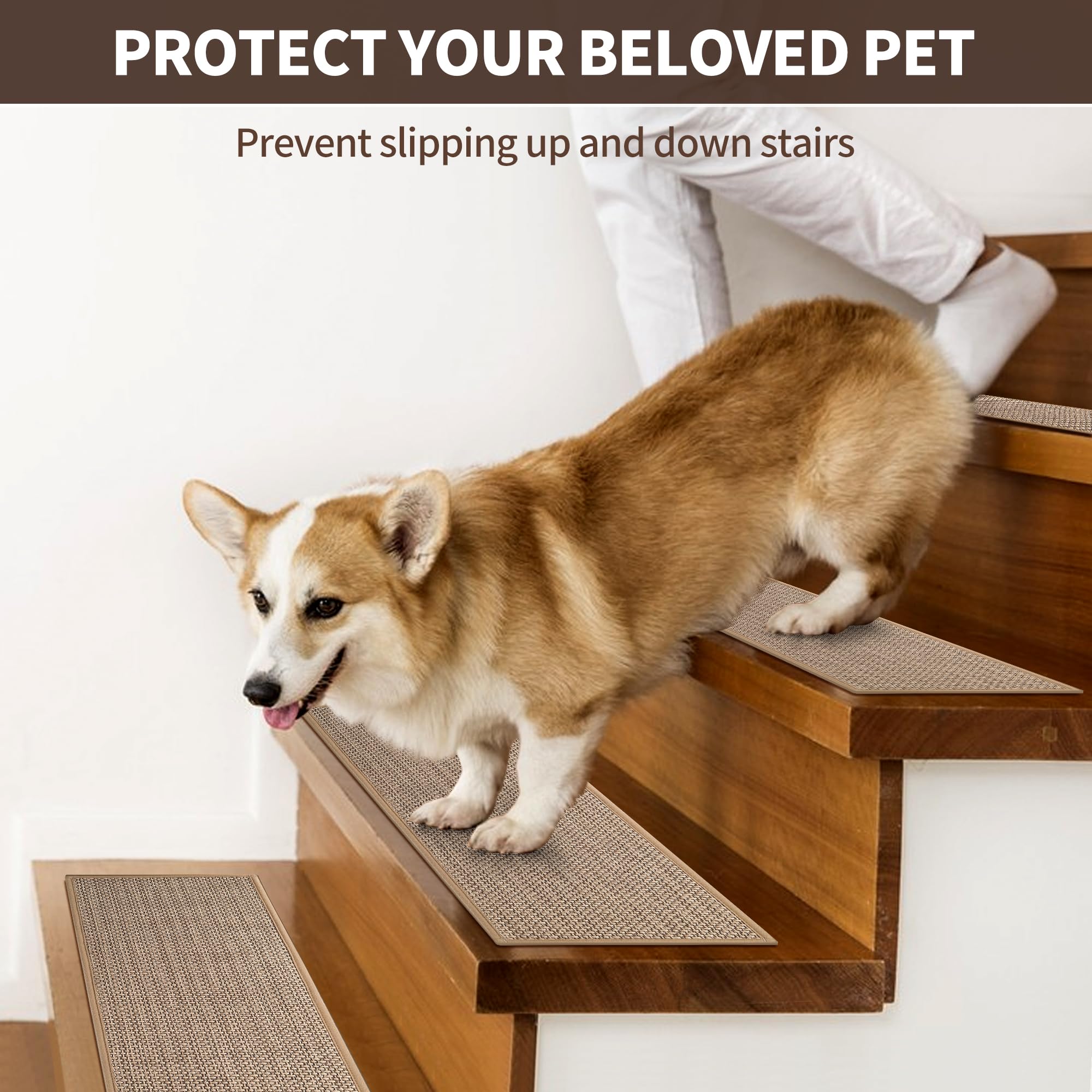 GROWLING peel-and-stick stair treads install quickly without damage.