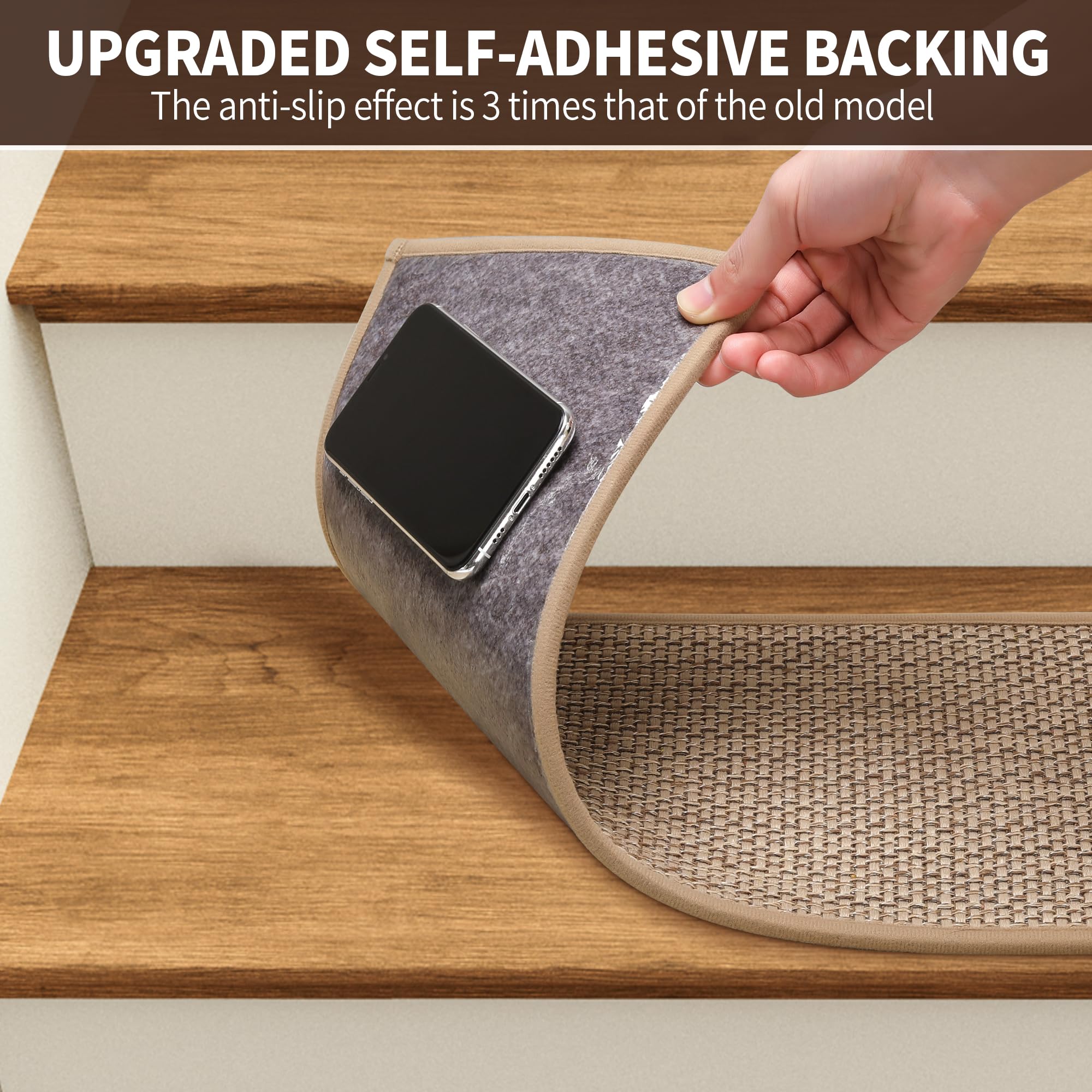 GROWLING self-adhesive back beige treads stay in place during use