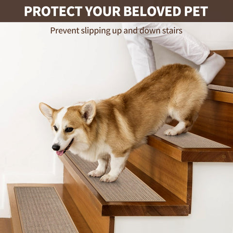 GROWLING linen stair treads on wooden steps blend with decor