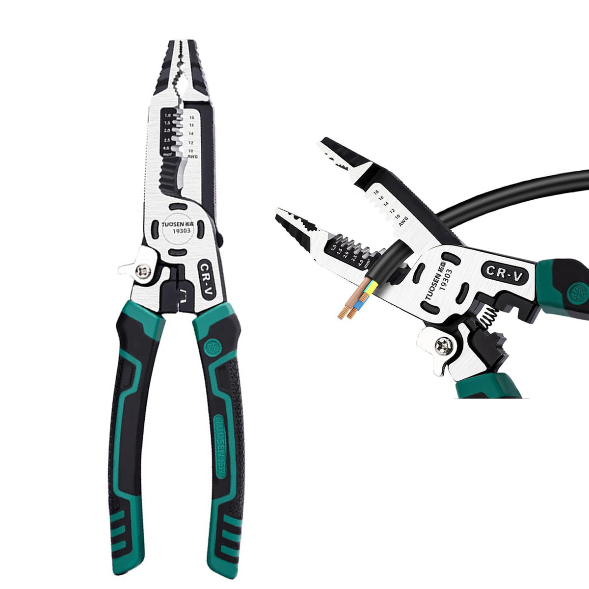 groword 10-in-1 wire stripper tool front view for versatile electrical tasks.