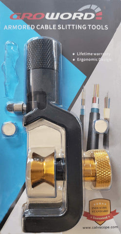 Groword armored cable tool supports clean cuts and fiber protection during prep.