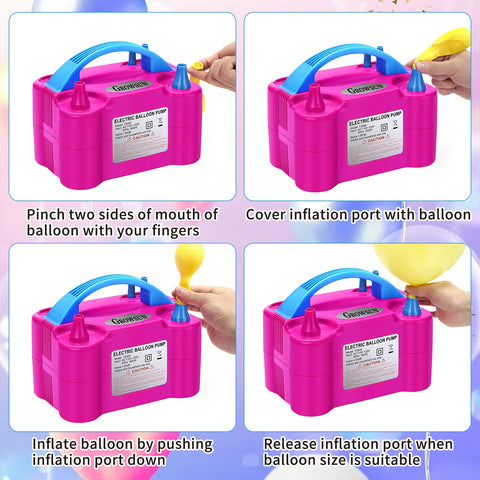 Growsun dual-nozzle pump inflates two balloons at once.