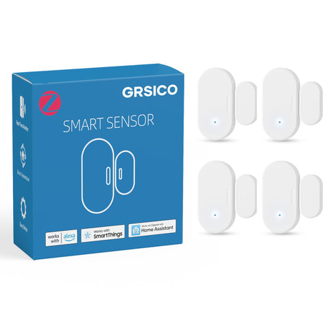 GRSICO Zigbee door sensor four-pack in compact front view for quick monitoring