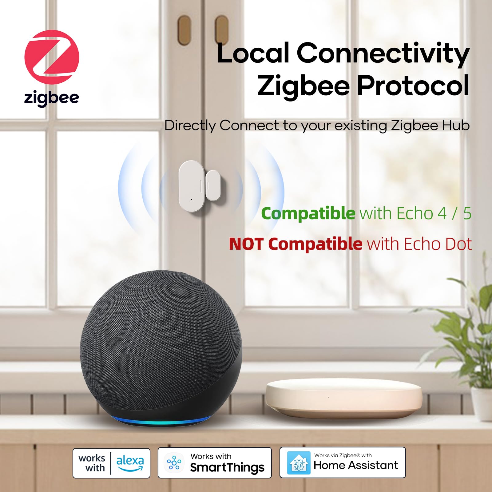 GRSICO Zigbee door sensor mini design mounted on a door frame