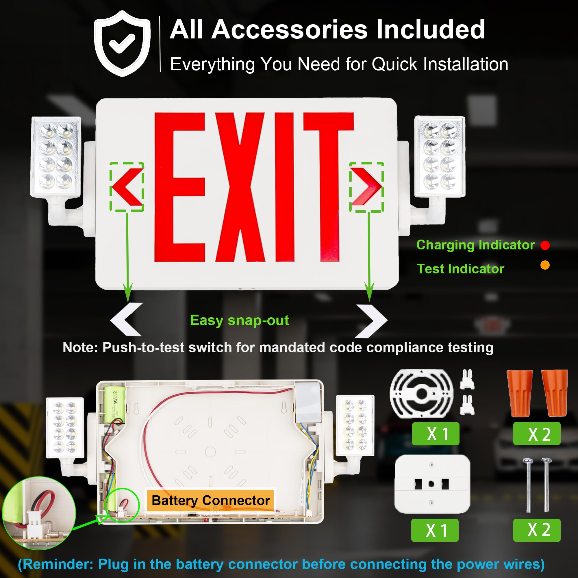 GRUENLICH red-letter exit sign suits restaurants and offices with clear guidance.