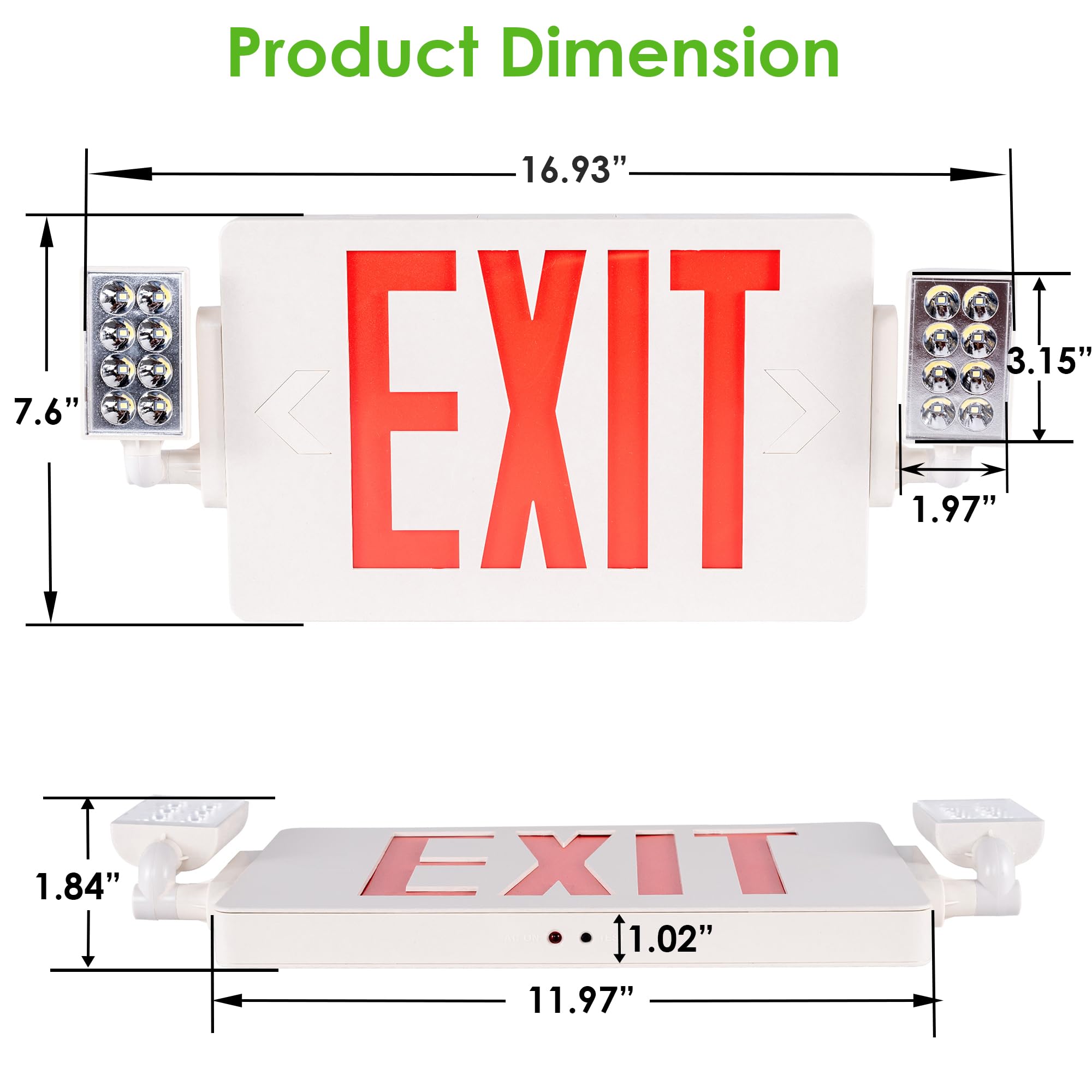 GRUENLICH exit sign package includes built-in mounting parts for easy installation.