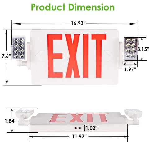GRUENLICH exit sign package includes built-in mounting parts for easy installation.
