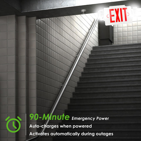 GRUENLICH LED exit sign demonstrates UL 924 qualification for reliable signaling.
