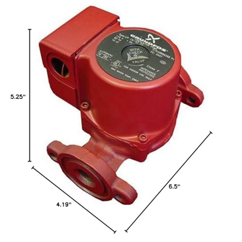 Grundfos UPS15-58FC side angle highlighting three-speed motor for versatile heating control.