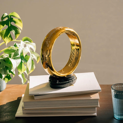 Side-angle shot of the Lord of the Rings lamp highlighting craftsmanship