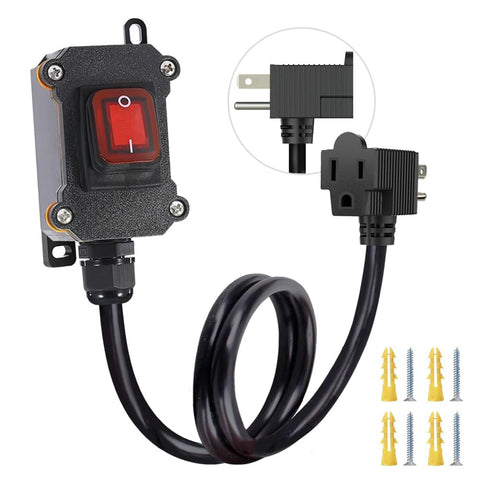 GRZWAYS inline switch with US piggyback plug for convenient on/off control of outdoor devices