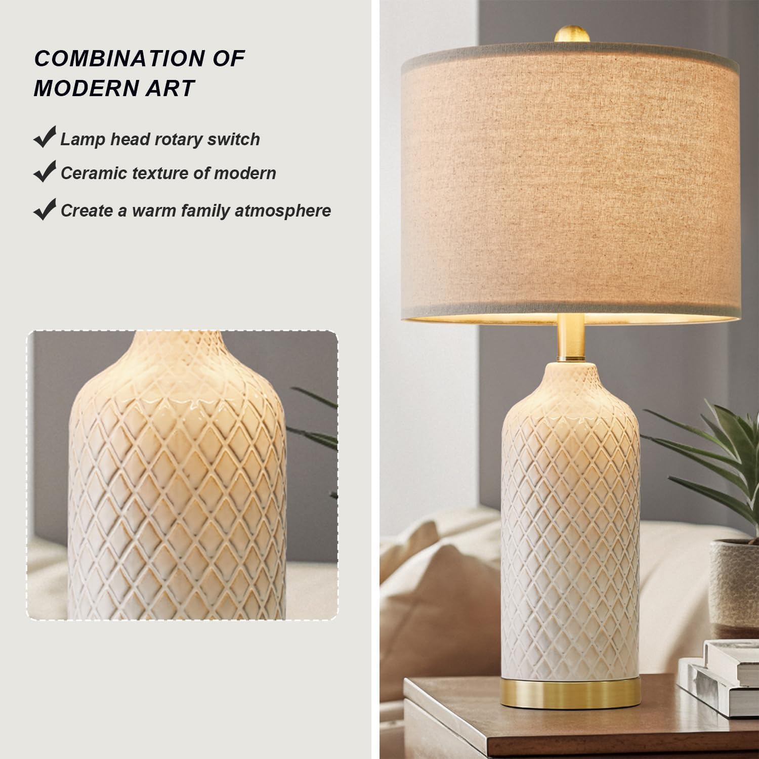 G-SAFAVA 24.25-inch table lamps with 5-inch bases for balanced room presence.