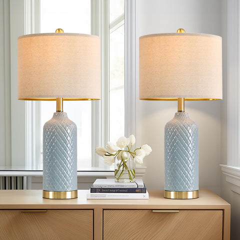 G-SAFAVA blue ceramic table lamp base for a modern living room ambiance.